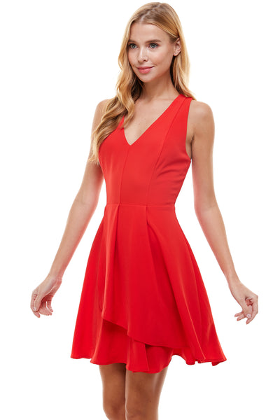 Bianca Red Mini Dress with hidden back zipper closure.