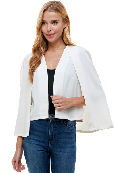 Larissa Cape/Jacket in Ivory. Bat wing sleeves.