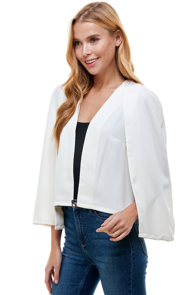 Larissa Cape/Jacket in Ivory. Bat wing sleeves.