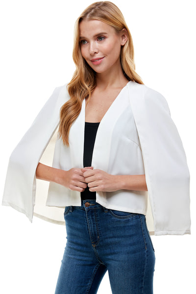 Larissa Cape/Jacket in Ivory. Bat wing sleeves.