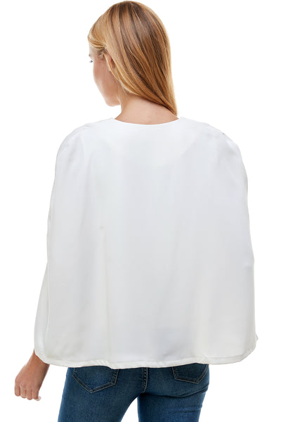 Larissa Cape/Jacket in Ivory. Bat wing sleeves.