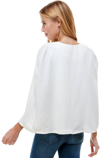 Larissa Cape/Jacket in Ivory. Bat wing sleeves.